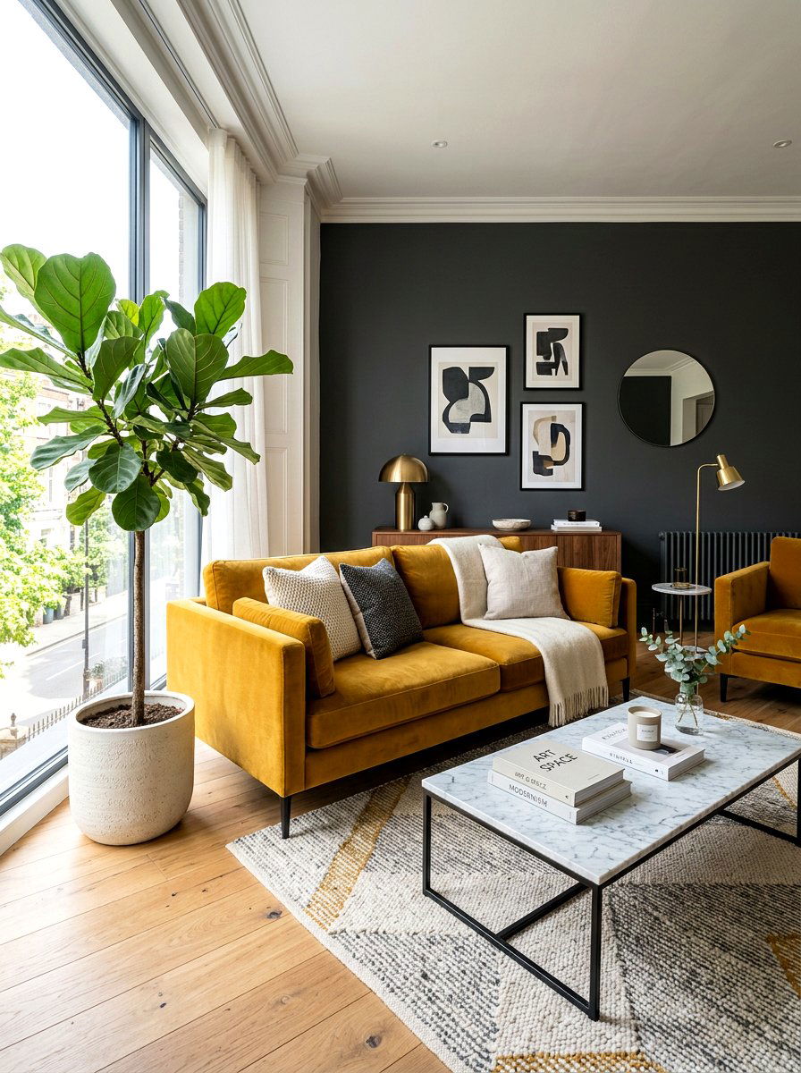 Mustard Yellow Velvet Sofa - 30 mustard decor ideas