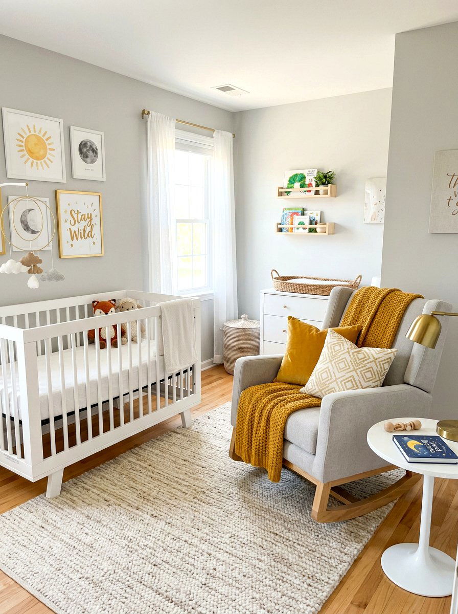 Mustard yellow accent nursery - 30 boho nursery ideas