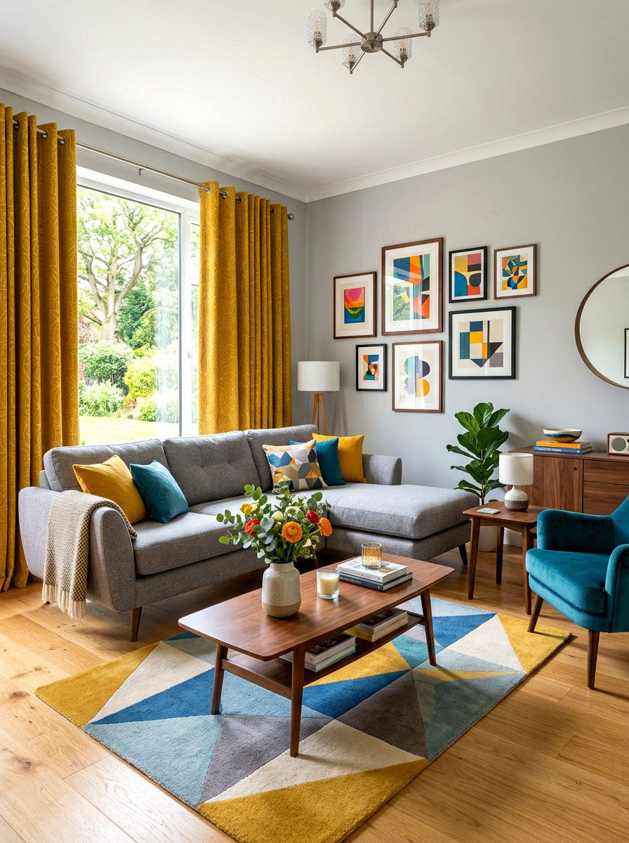 Mustard yellow curtains - 30 living room curtain ideas