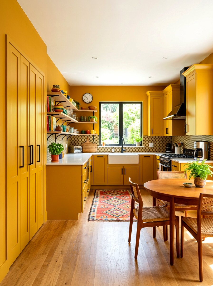 Mustard yellow kitchen - 30 color drenched kitchen ideas