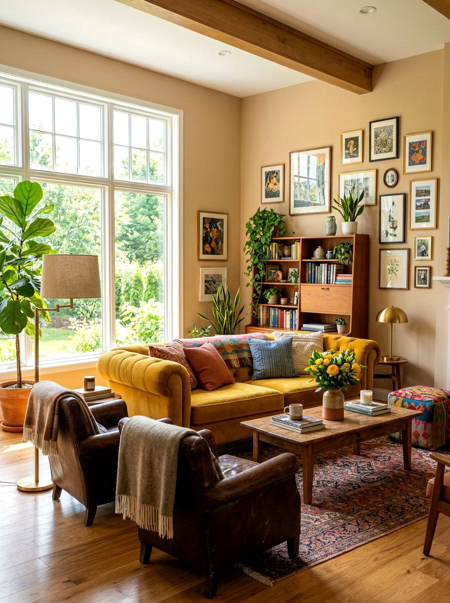 Mustard yellow living room - 30 earth tone living space ideas