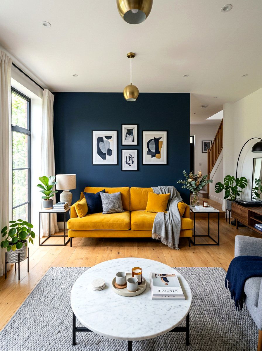 Mustard yellow sofa - 30 sunset palette decor ideas