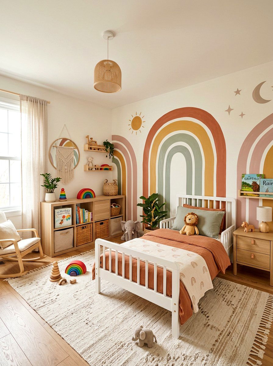 Muted Rainbow Toddler Bedroom - 30 neutral toddler room ideas