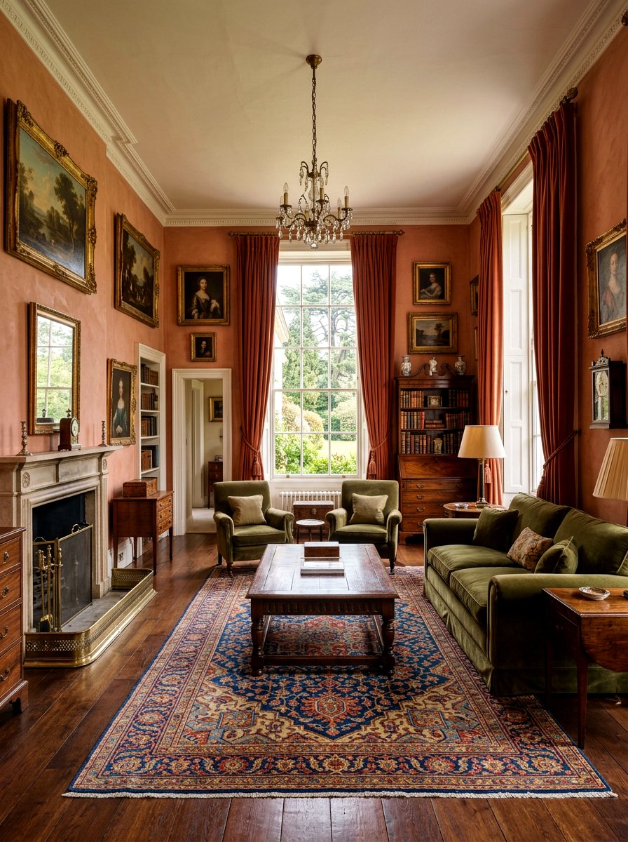 Muted Terracotta Wall Paint - 30 terracotta washed living room ideas
