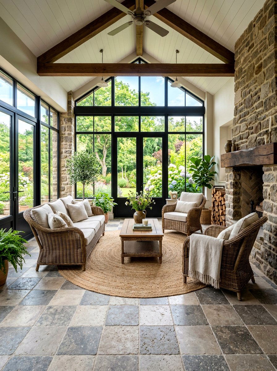 Muted Tonal Stone Floor - 30 checkerboard floor ideas