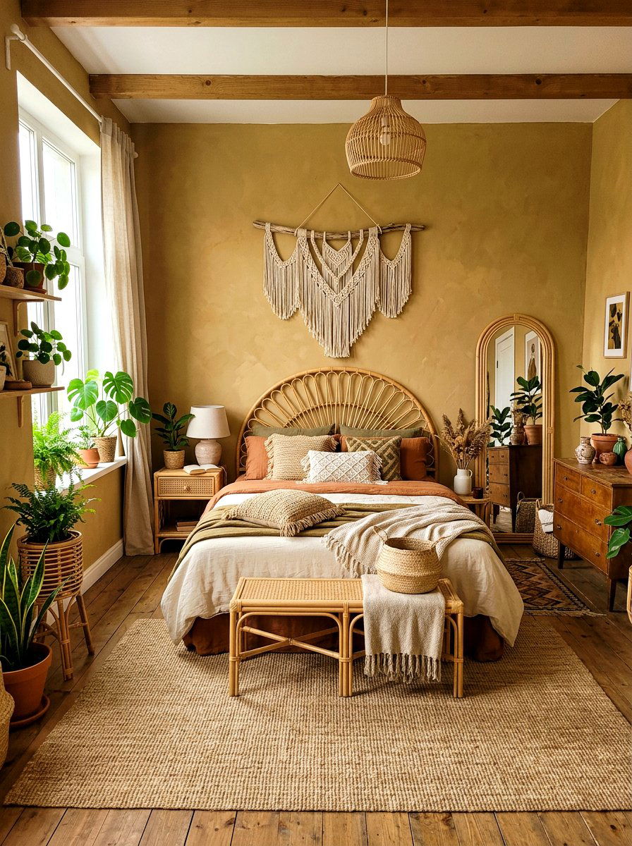 Muted Yellow Boho Bedroom - 30 soft yellow bedroom ideas