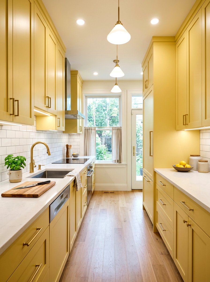 Muted Yellow Galley Kitchen - 30 muted yellow kitchen ideas