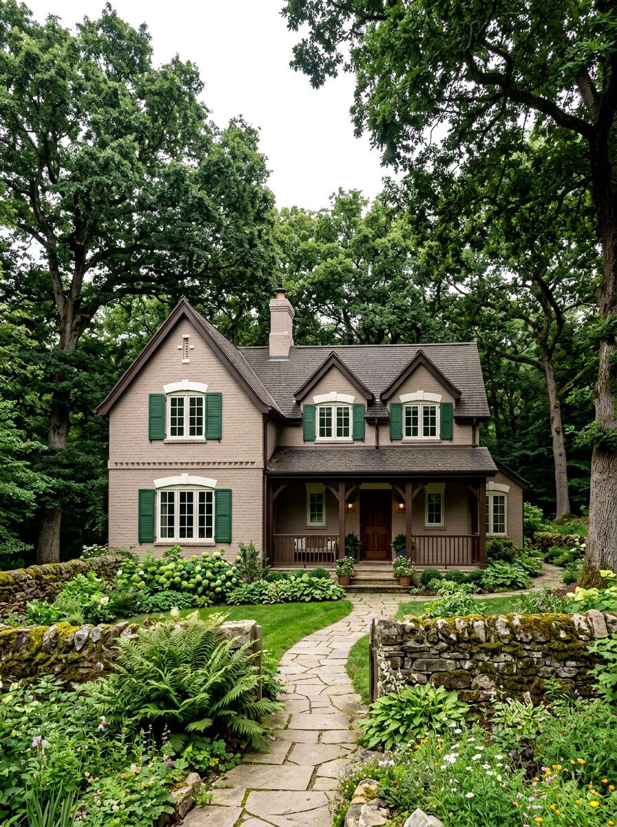 Muted clay brick house - 30 painted brick house ideas