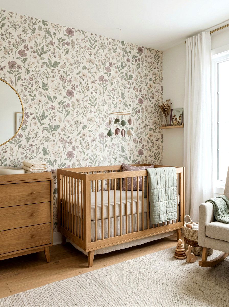 Muted floral nursery wallpaper - 30 floral nursery wallpaper ideas