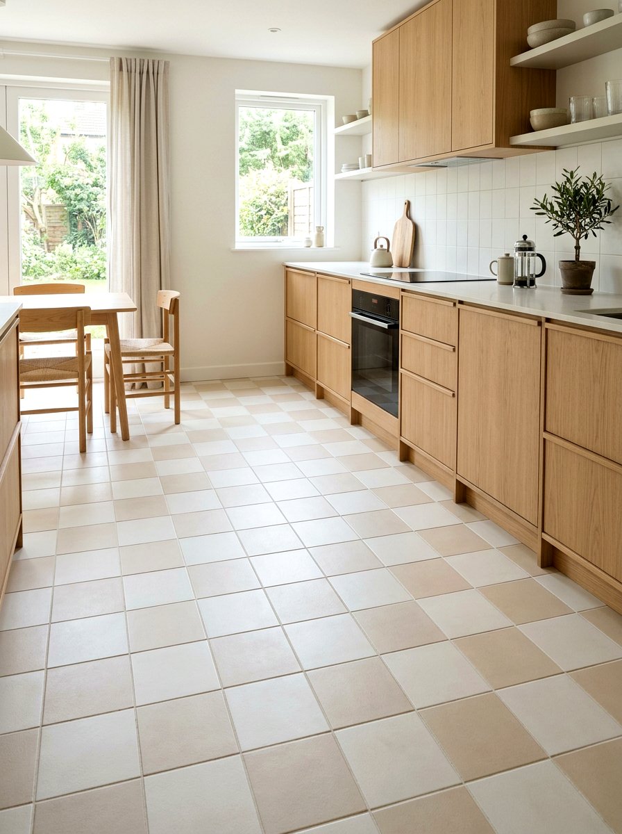 Muted tonal checkerboard kitchen tiles - 30 checkerboard kitchen tile ideas