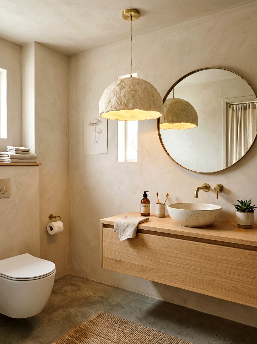 Mycelium Light Fixture - 30 mushroom powder room ideas