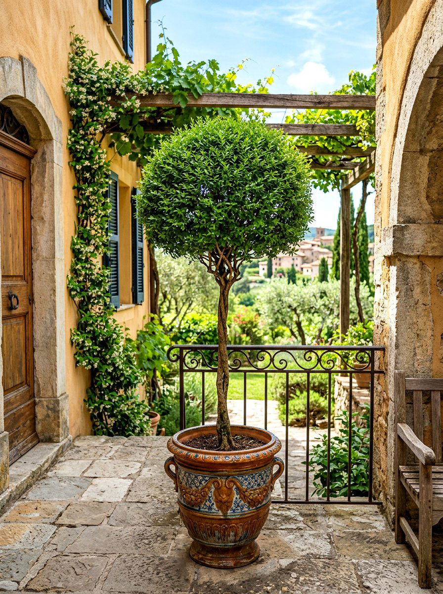 Myrtle Topiary Tree - 30 front porch topiary ideas
