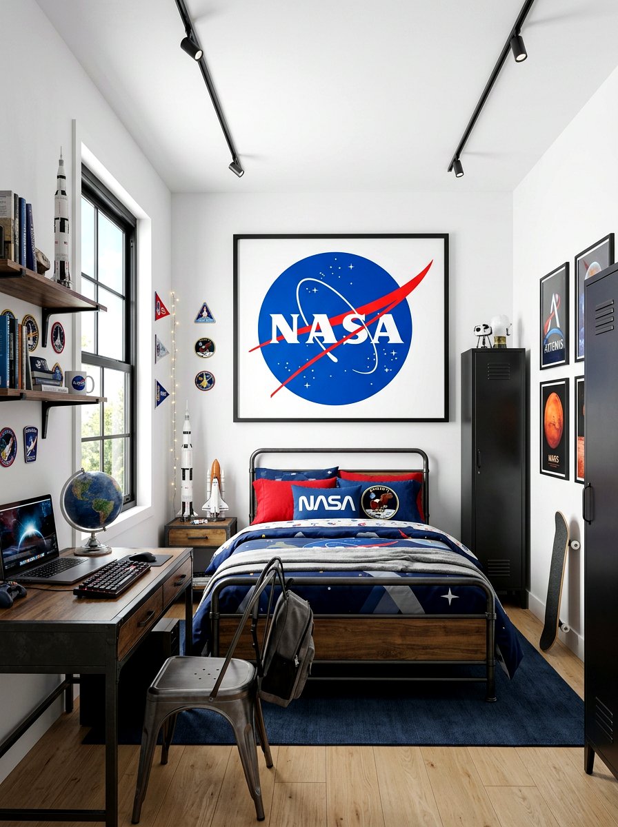 NASA Logo Decor - 30 space themed bedroom ideas