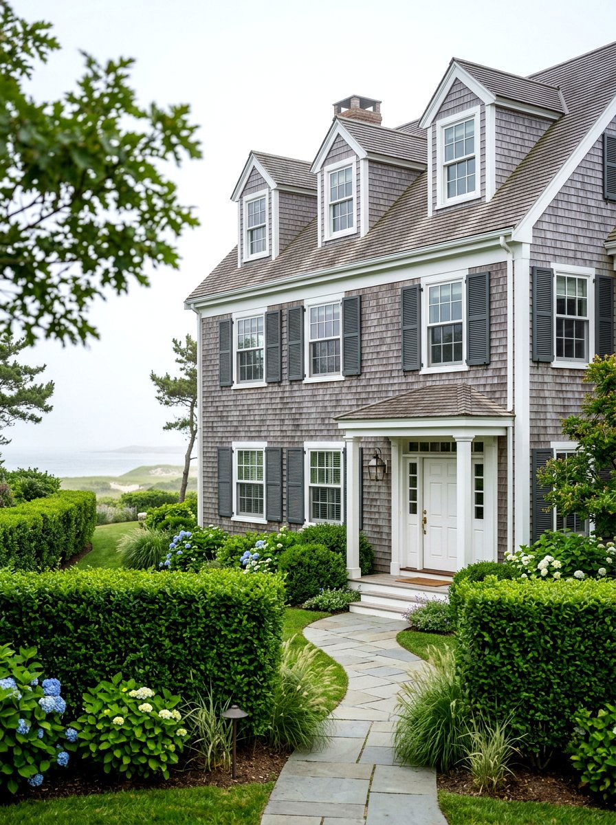 Nantucket style gray shingle home - 30 coastal exterior ideas