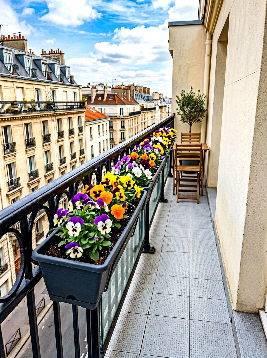 Narrow Apartment Railing Planter - 30 flower box railing ideas