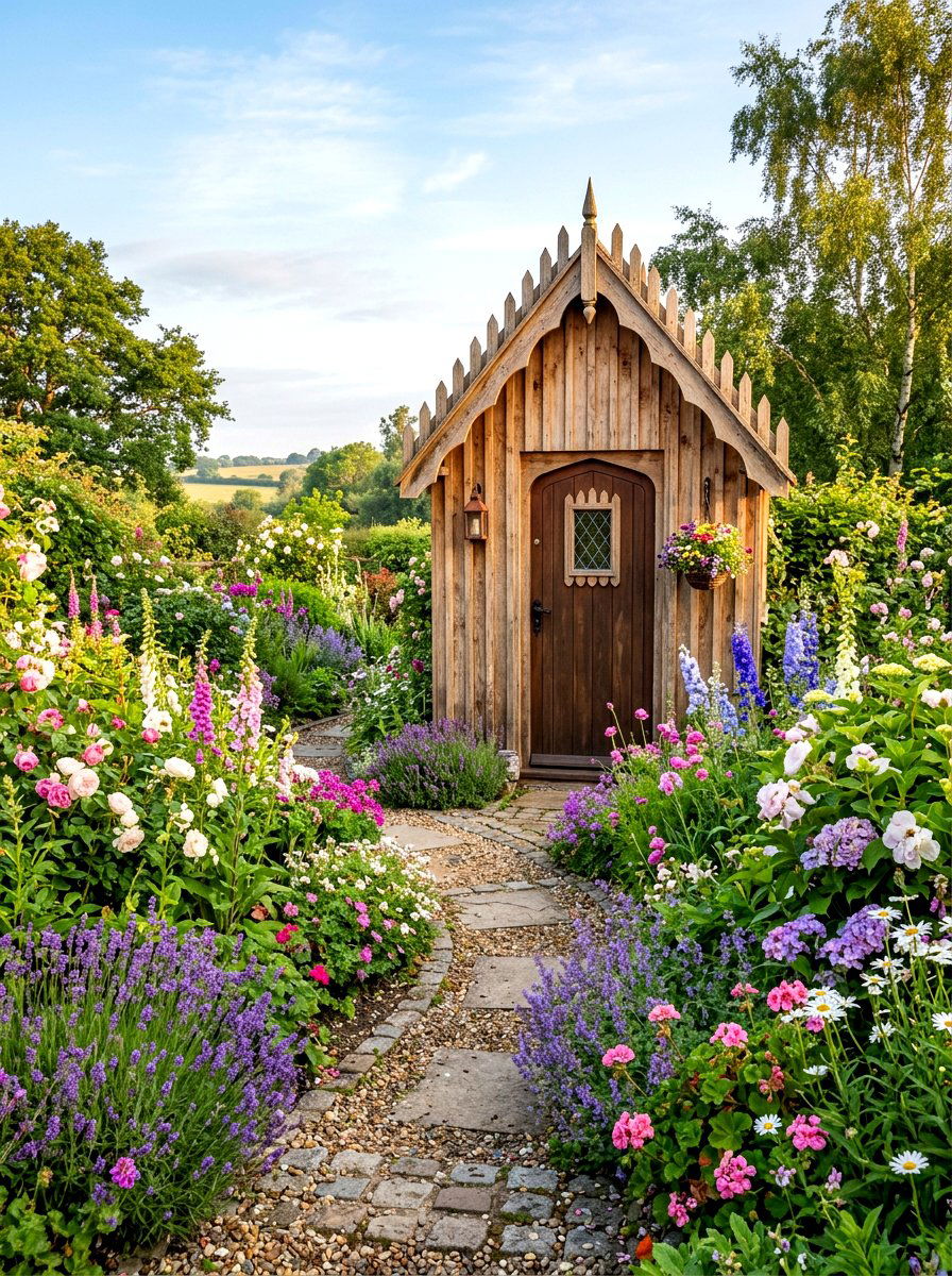 Narrow Cedar Picket Shed - 30 outdoor broom closet ideas