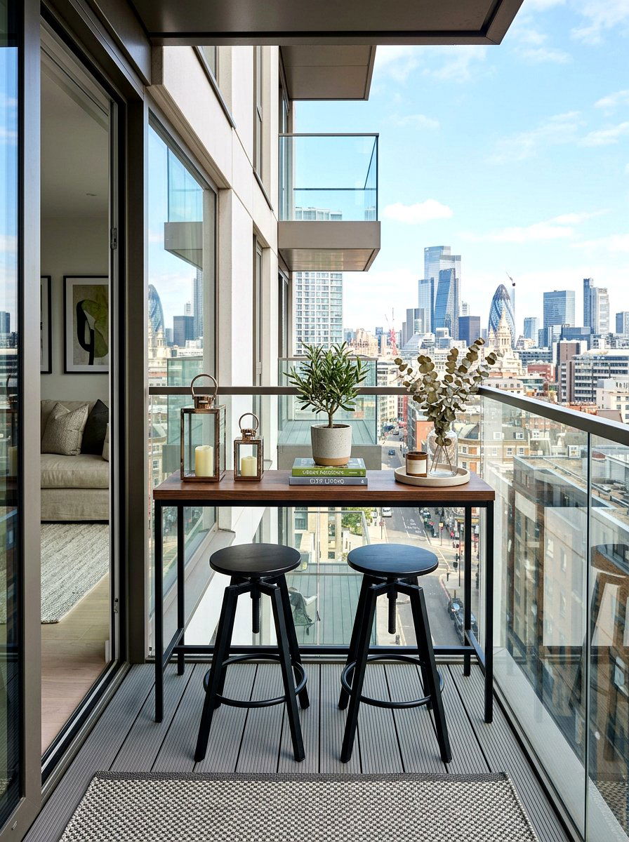 Narrow Console Balcony Table - 30 balcony breakfast table ideas