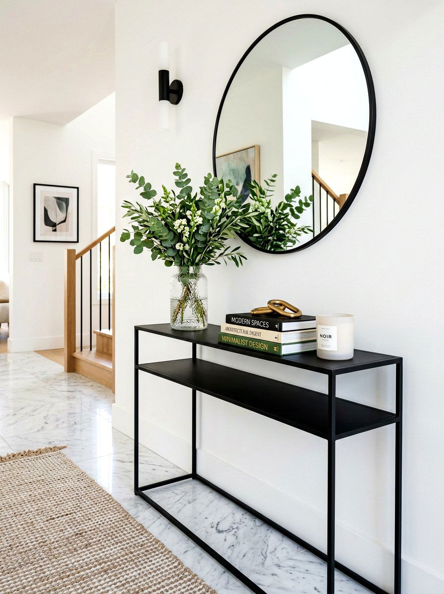 Narrow Console Table - 30 apartment entryway styling ideas