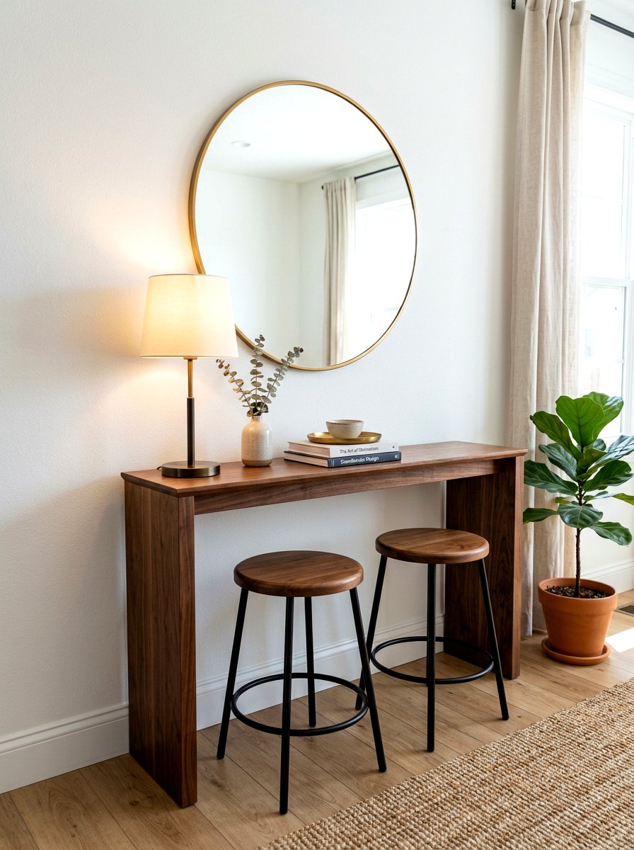 Narrow Console Table - 30 tiny dining nook apartment ideas