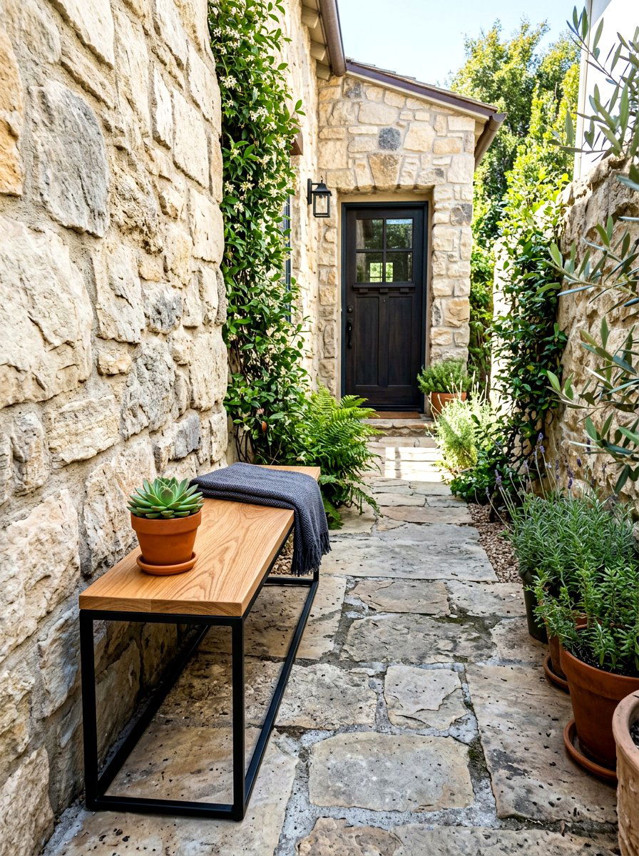 Narrow Entryway Patio Bench - 30 patio storage bench seating ideas