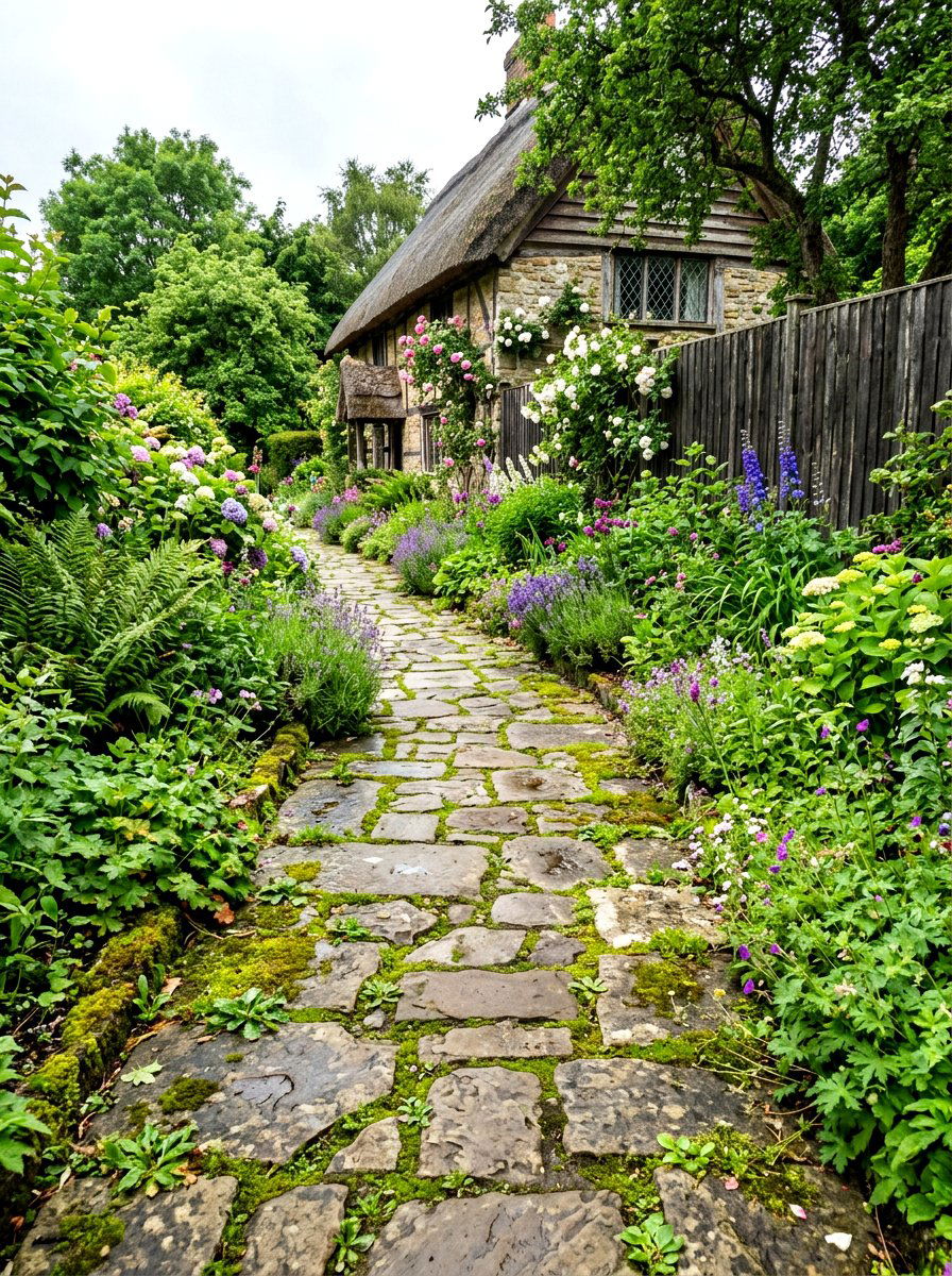 Narrow Flagstone Walkway - 30 shaded side yard ideas