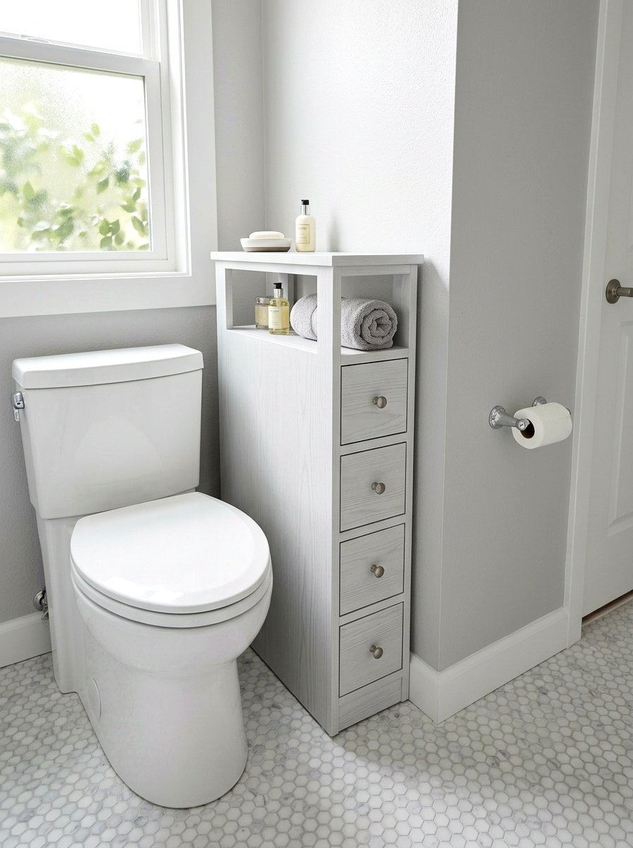 Narrow Floor Cabinet - 30 tiny bathroom storage ideas