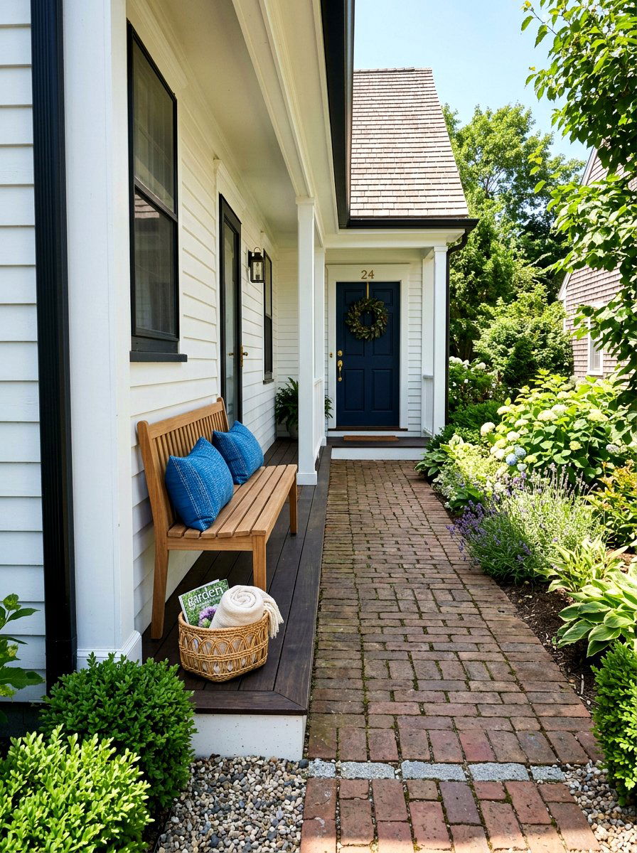 Narrow Front Porch Bench - 30 tiny front porch ideas