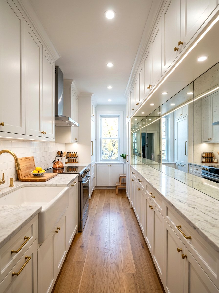 Narrow Galley Kitchen With Mirror - 30 cozy galley kitchen ideas