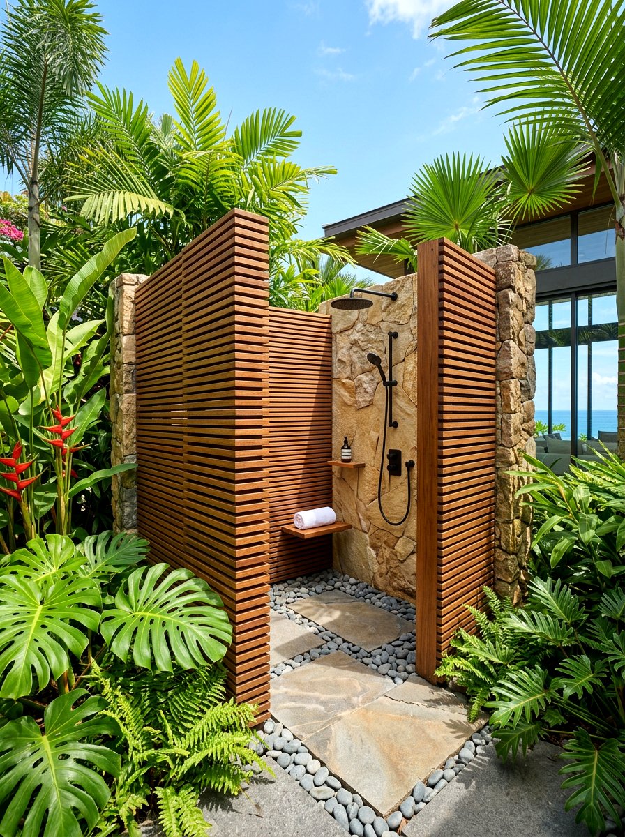 Narrow Gap Wood Slats - 30 slatted privacy wall ideas