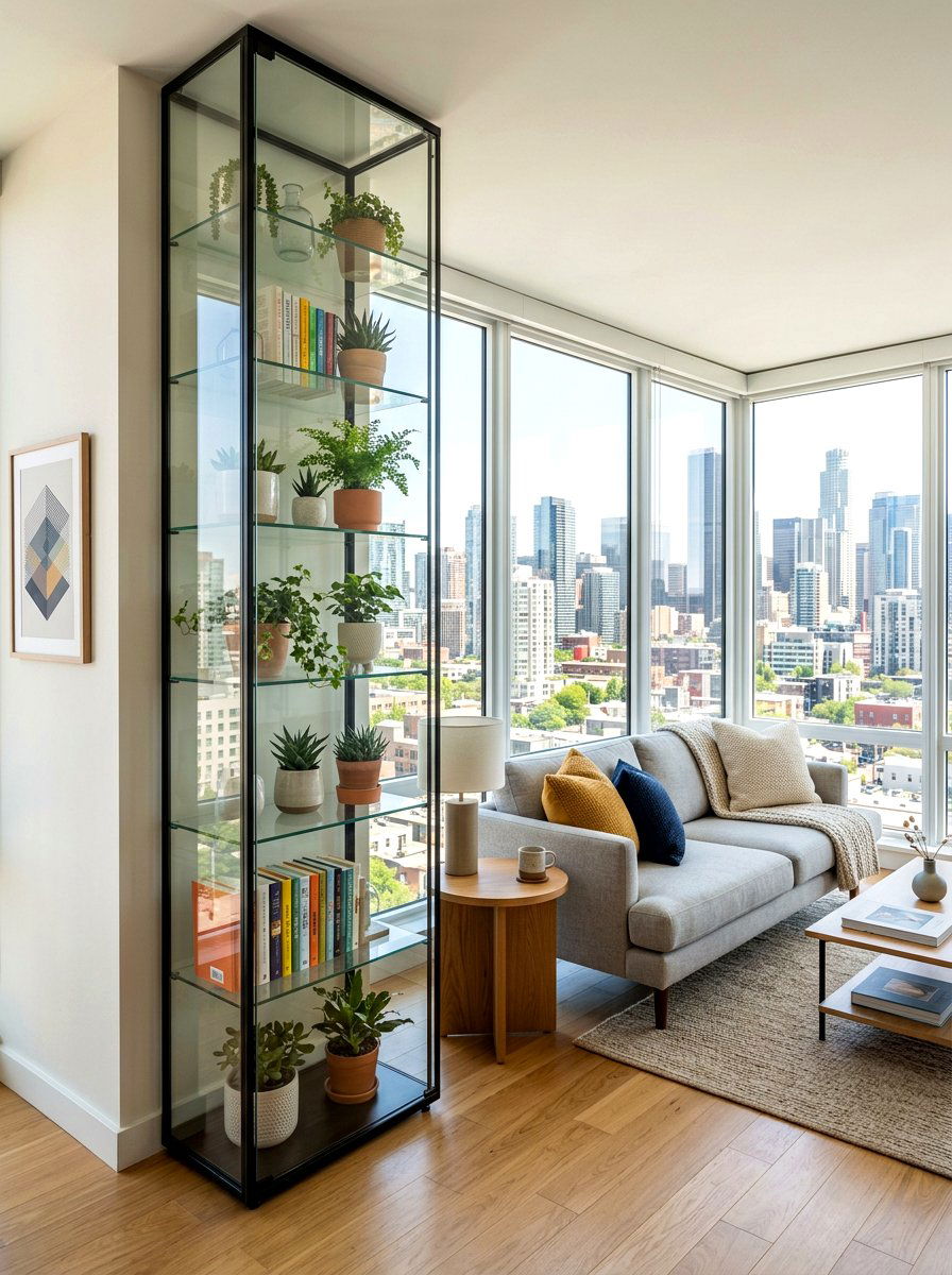 Narrow Glass Tower Small Apartment - 30 display cabinet ideas