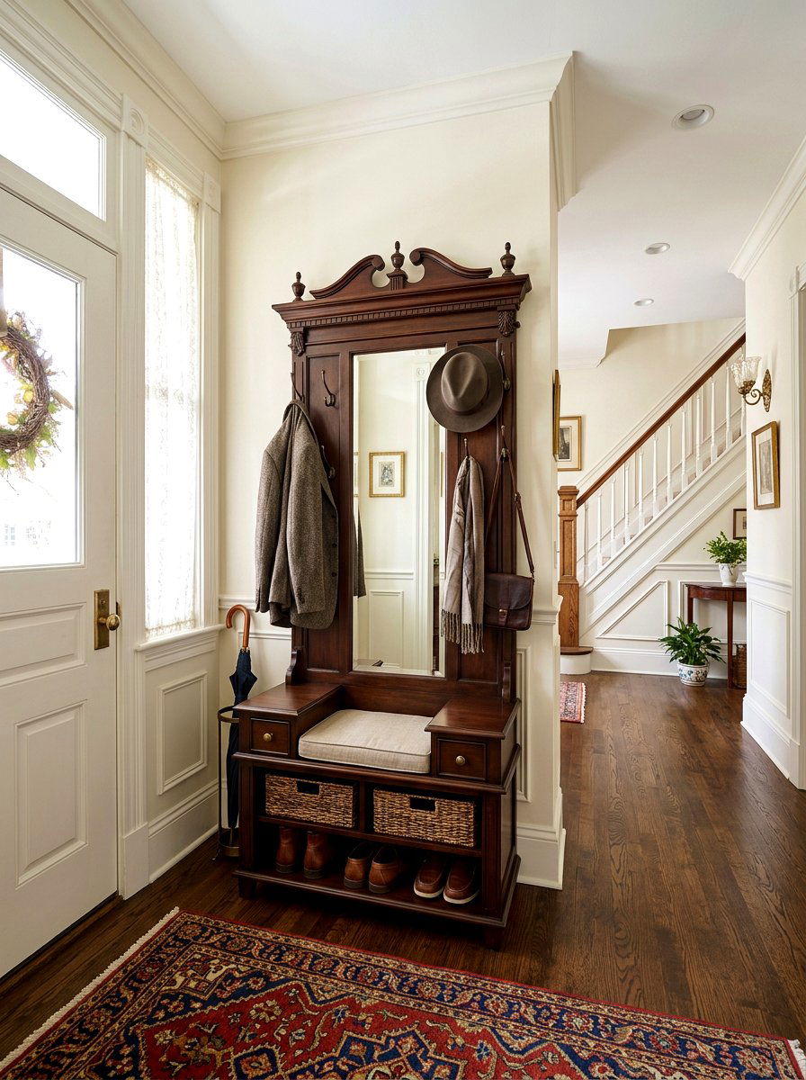 Narrow Hall Tree - 30 slim foyer storage ideas