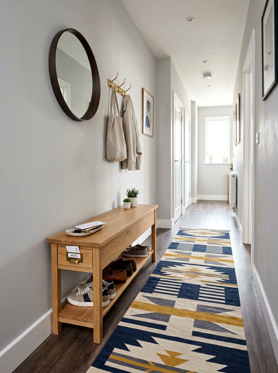 Narrow Hallway Bench - 30 mail drop zone ideas