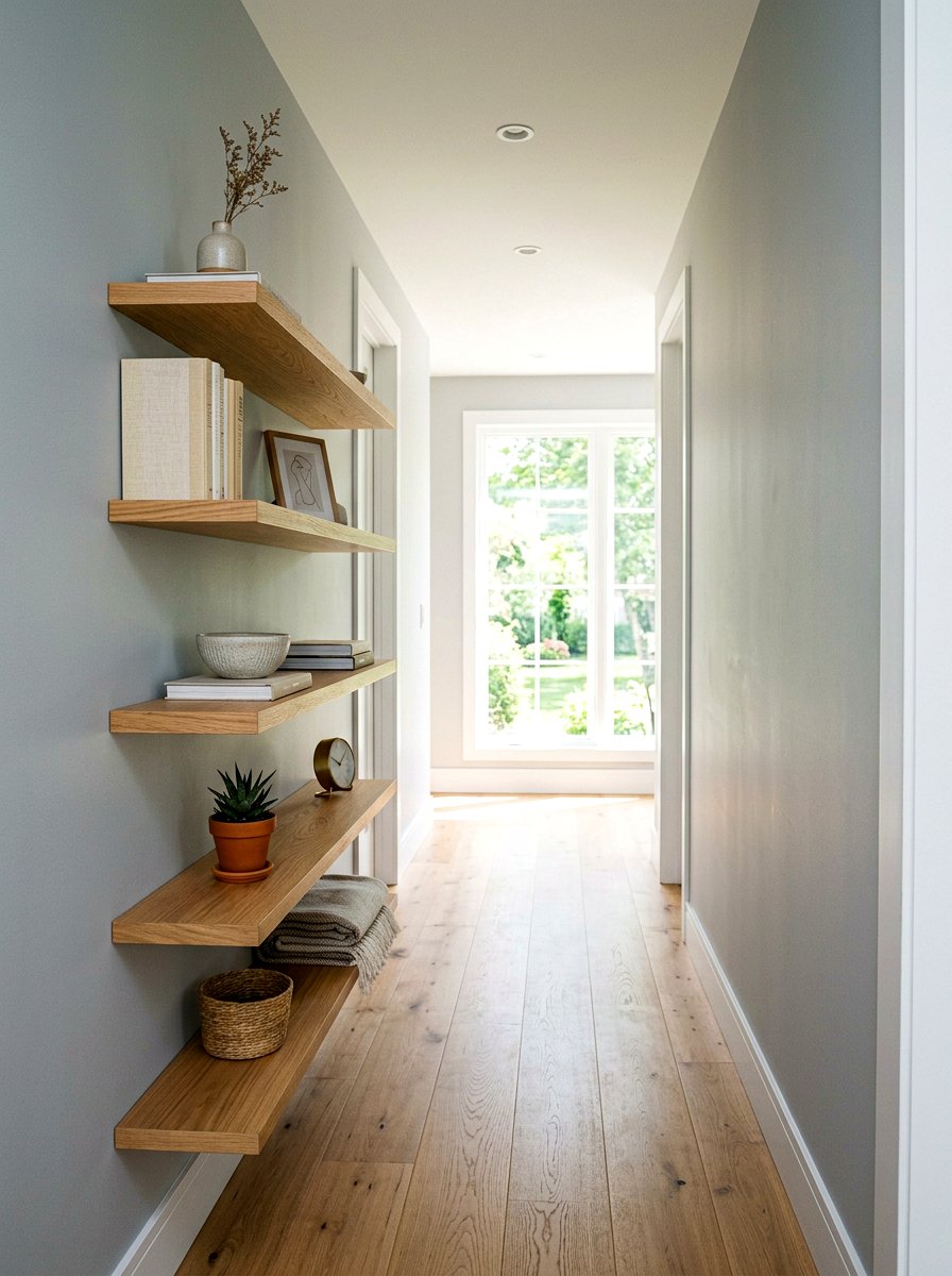 Narrow Hallway Floating Shelf - 30 hallway bookshelf ideas