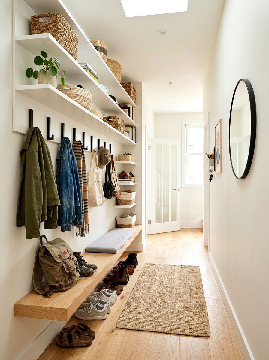 Narrow Hallway Mudroom Shelving - 30 open mudroom shelving ideas