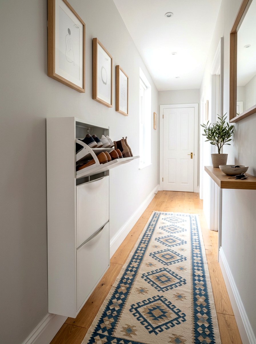 Narrow Hallway Shoe Cabinet - 30 apartment shoe wall ideas