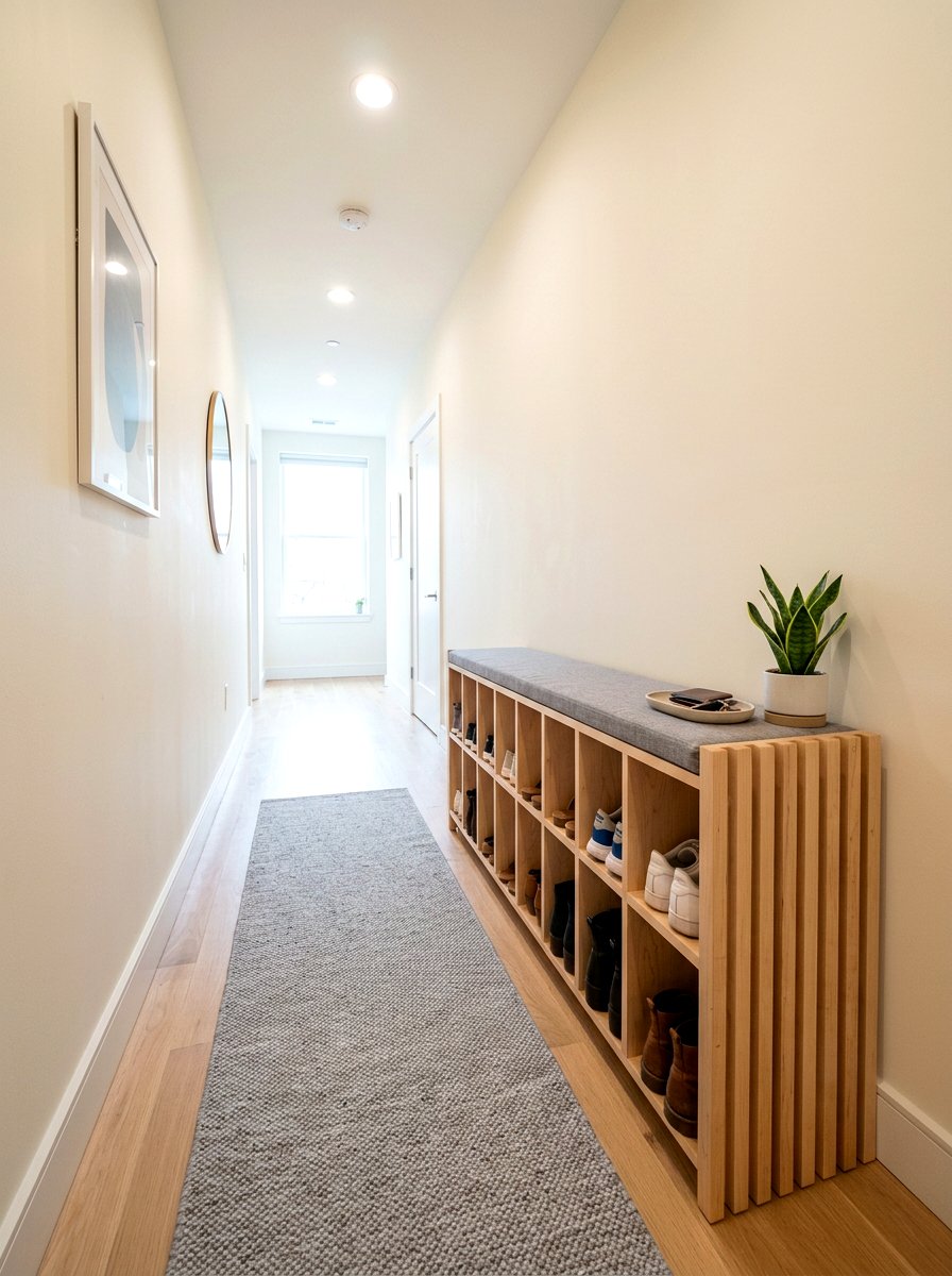 Narrow Hallway Shoe Storage Bench - 30 shoe cubby bench ideas