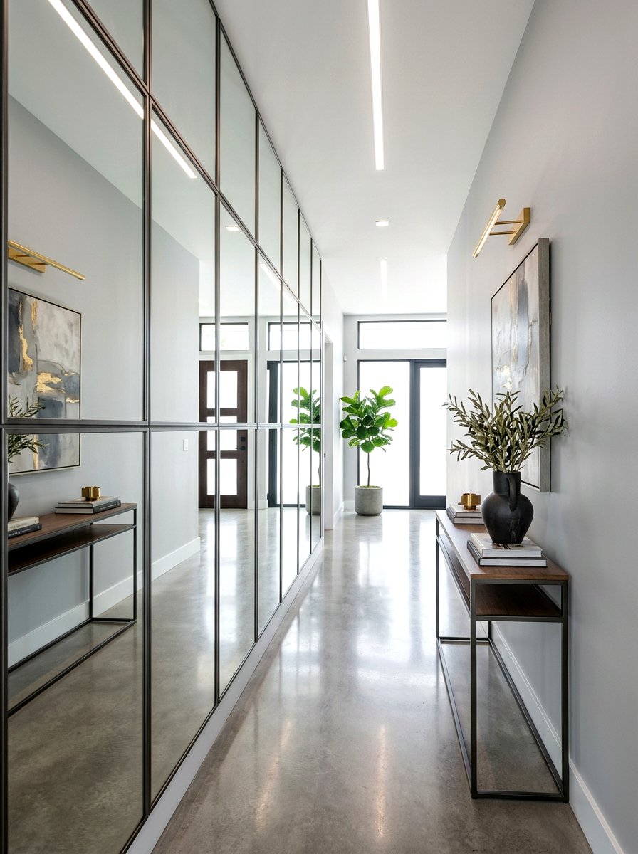 Narrow Hallway With Mirrored Wall - 30 micro living ideas