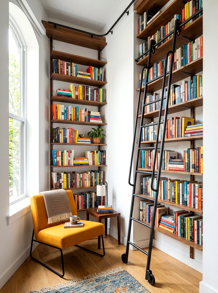 Narrow Library Ladder - 30 ladder library office ideas