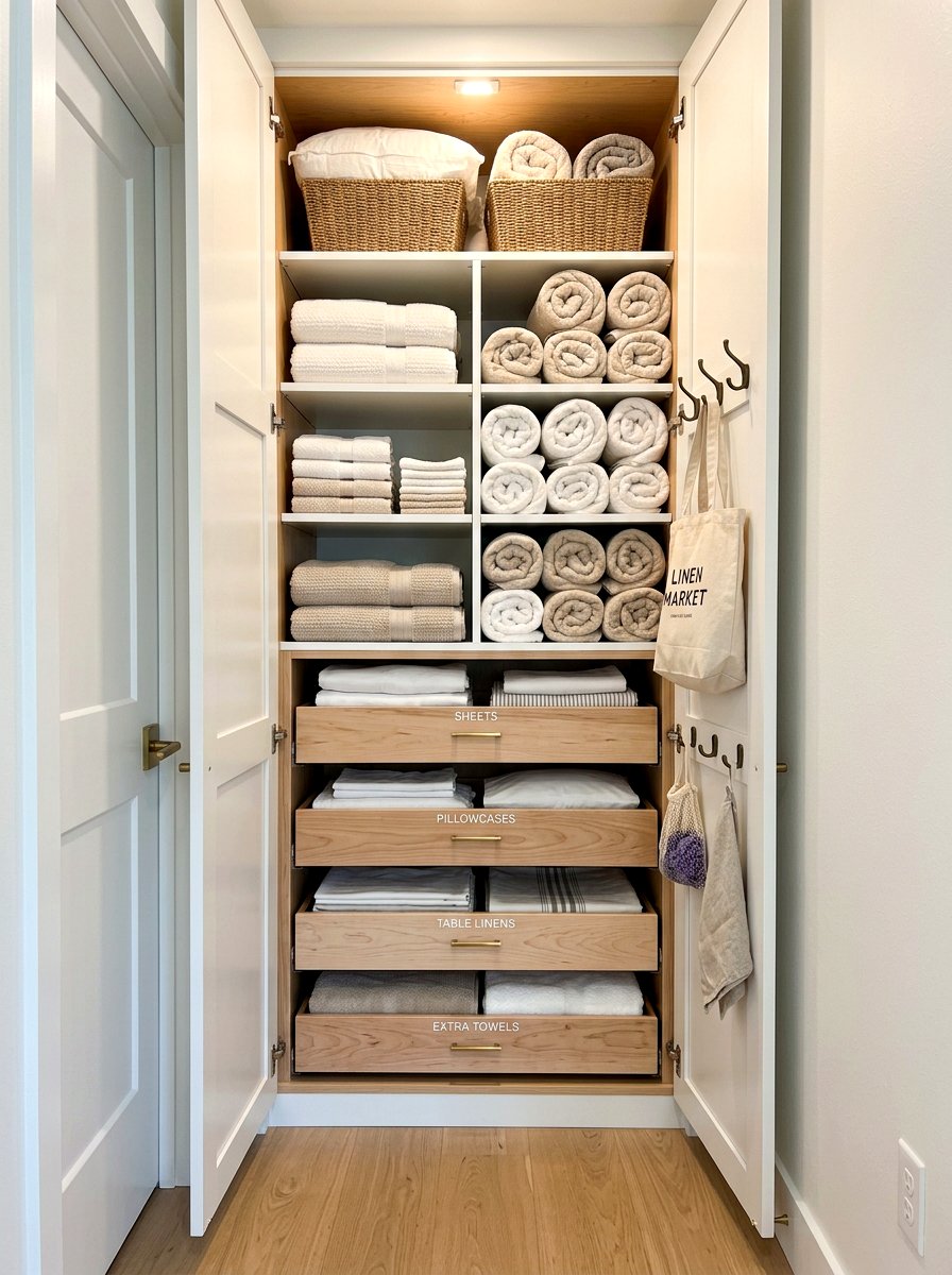 Narrow Linen Closet - 30 organizing a linen closet ideas