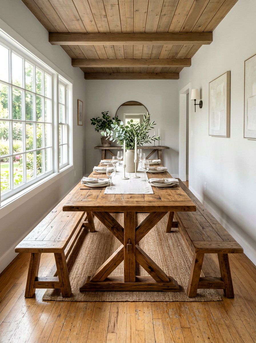 Narrow Rectangular Trestle Table - 30 small space dining table ideas