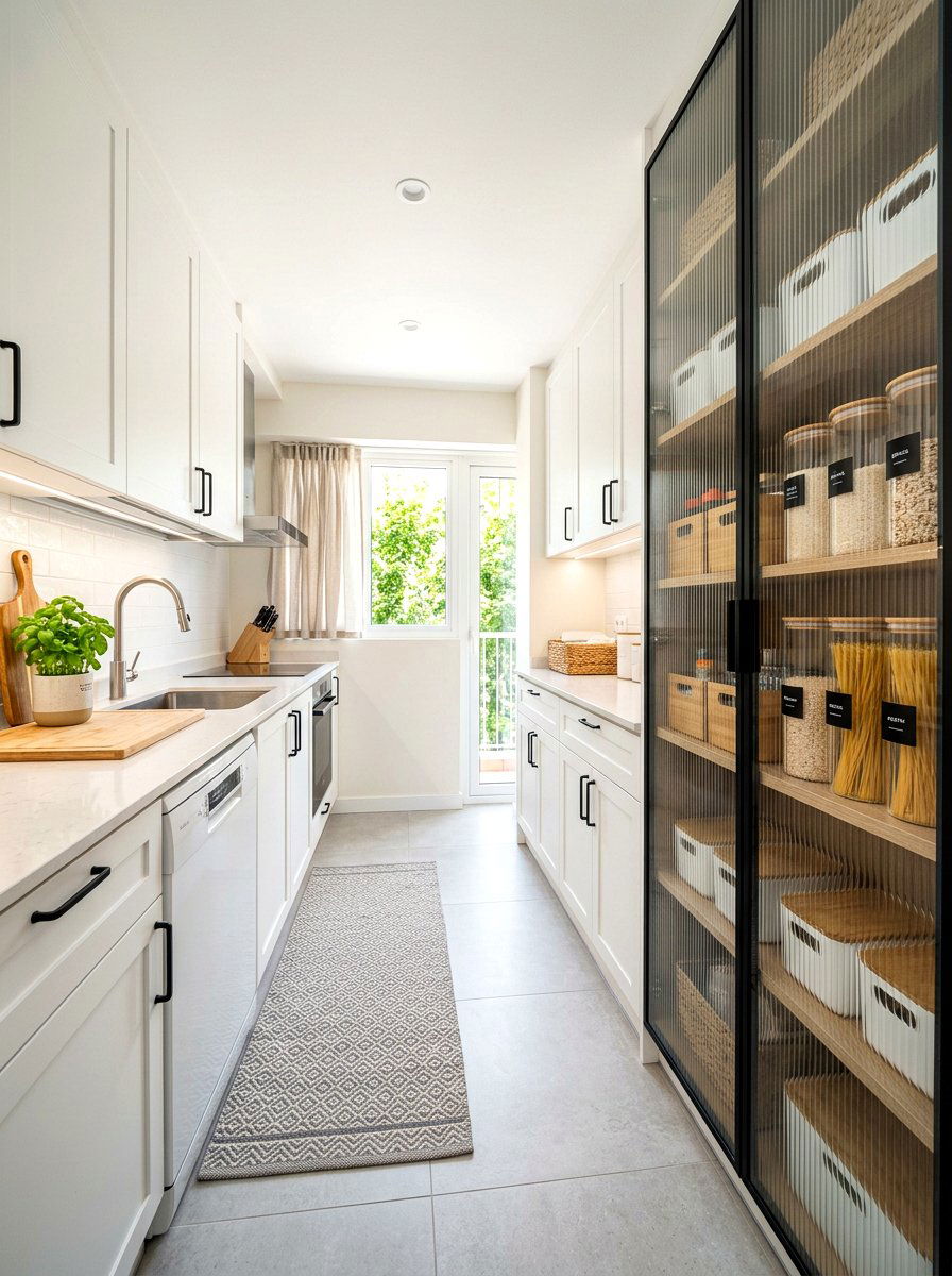 Narrow Reeded Glass Pantry - 30 reeded glass pantry ideas