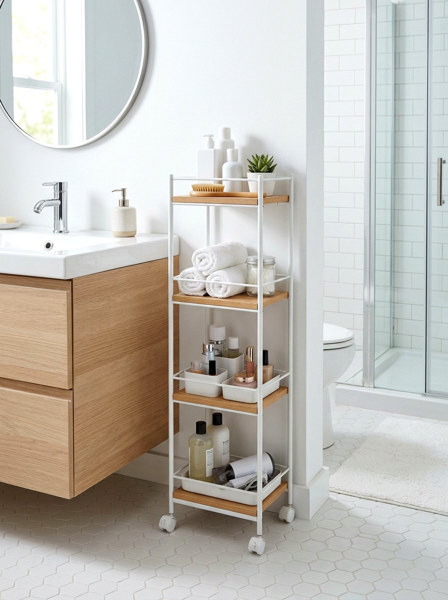 Narrow Rolling Cart For Small Apartment Bathrooms - 30 beauty cart organization ideas