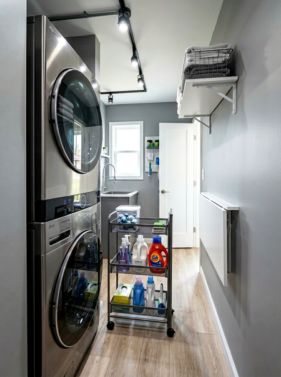 Narrow Rolling Cart Organizer - 30 narrow laundry room ideas
