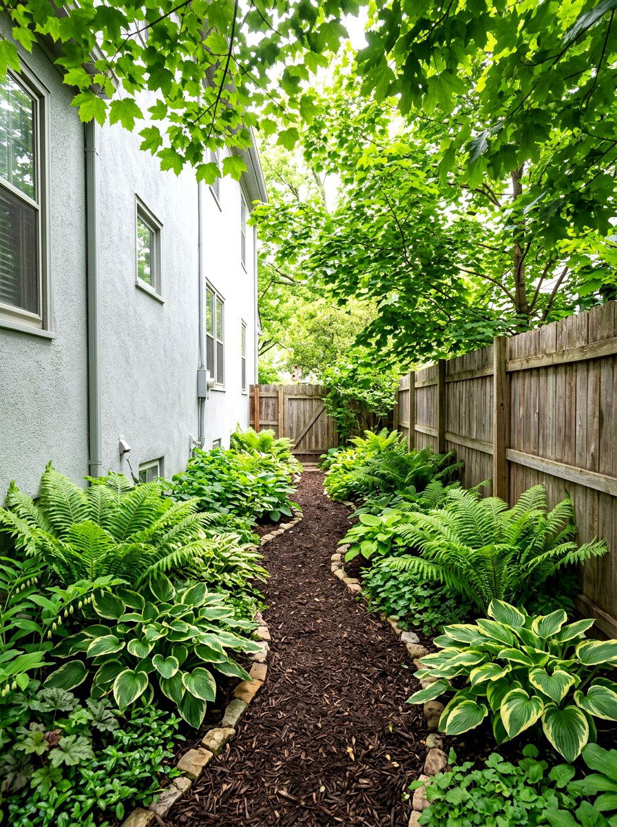 Narrow Shade Garden - 30 side yard flower bed ideas