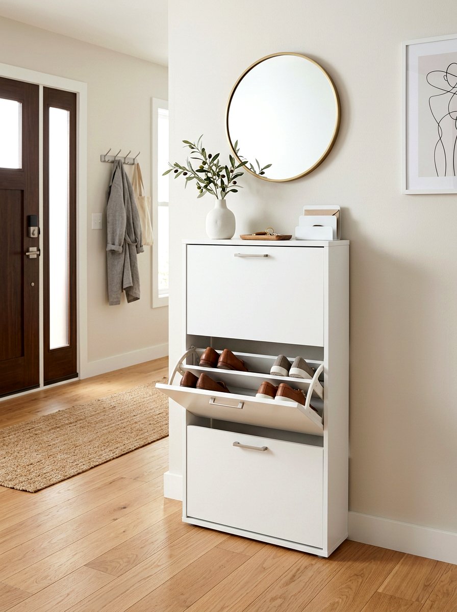 Narrow Shoe Cabinet - 30 slim foyer storage ideas