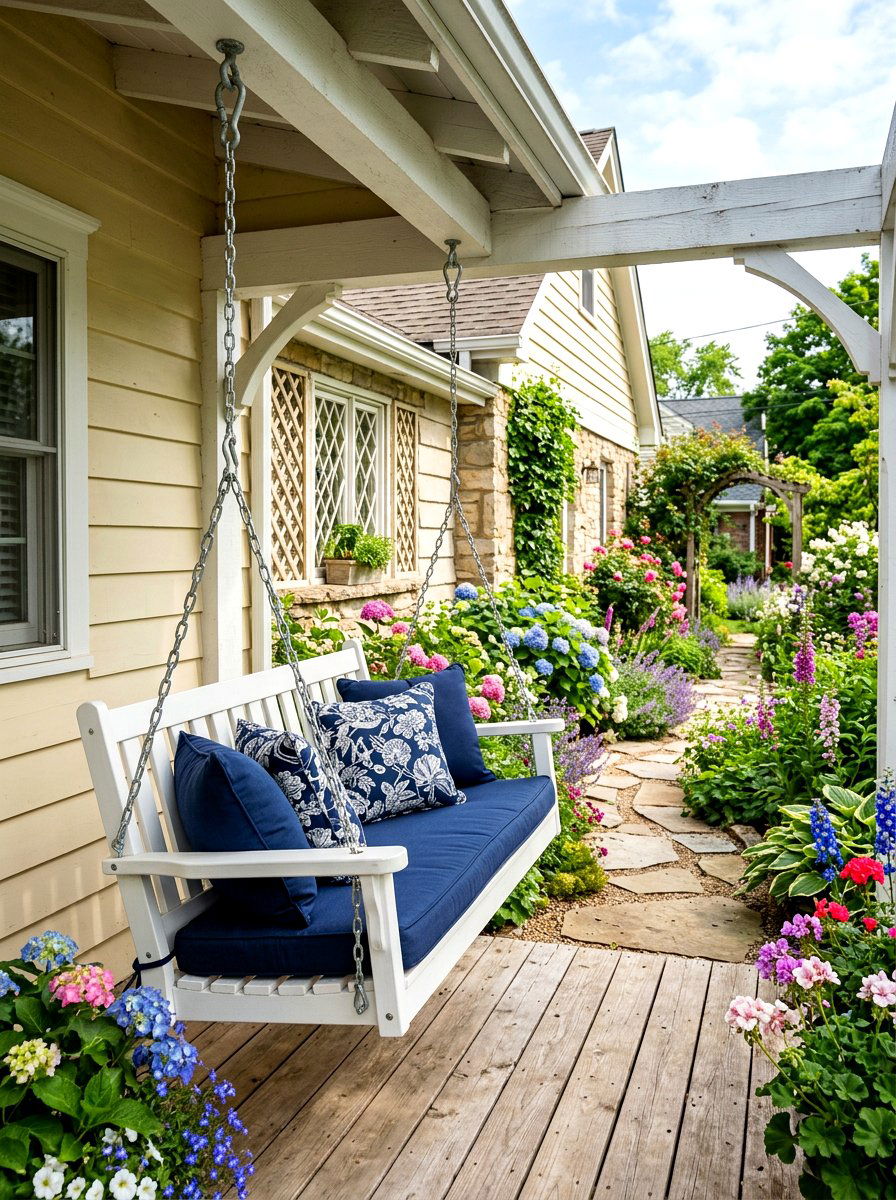 Narrow Side Yard Porch Swing - 30 side yard seating ideas