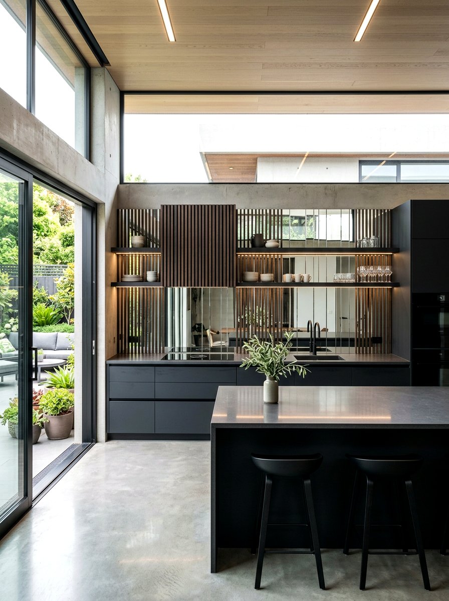 Narrow Slat Mirror Backsplash - 30 mirror tile backsplash ideas