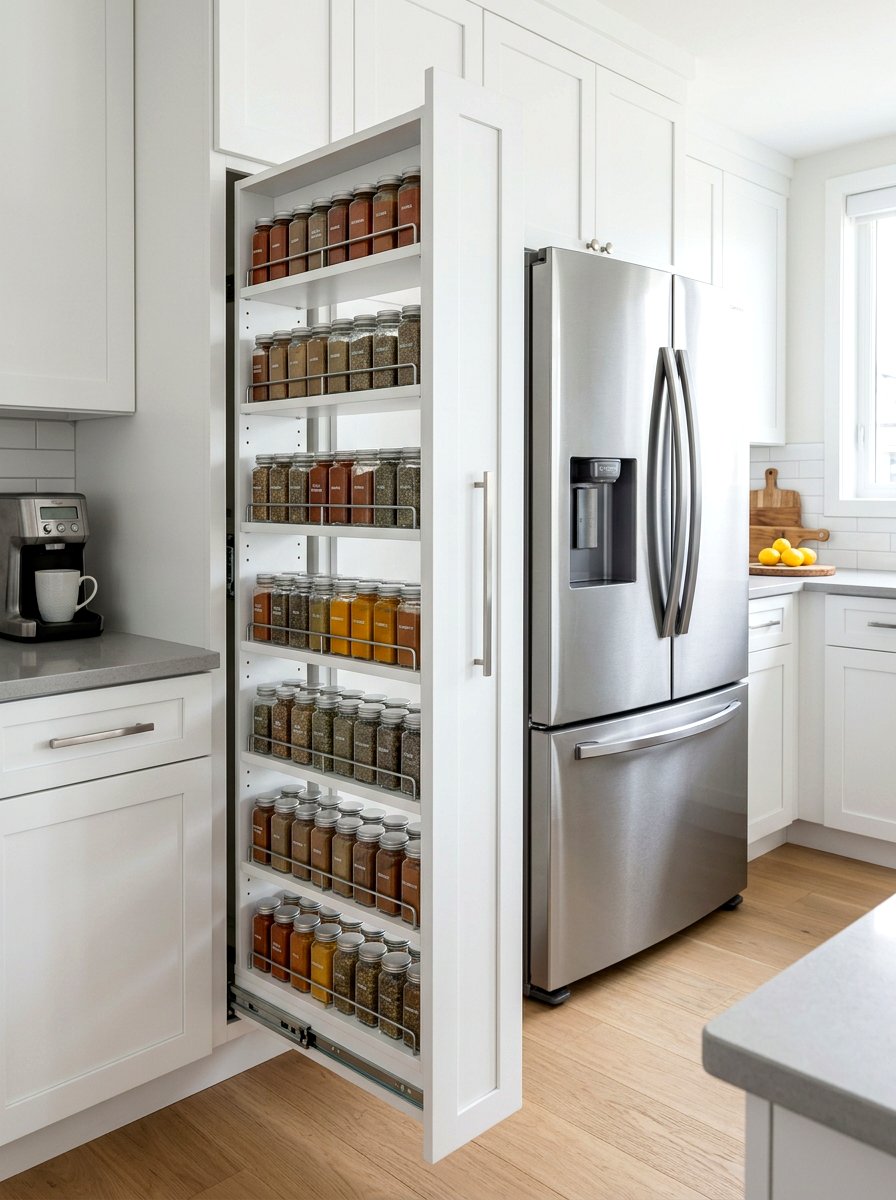 Narrow Slide Out Pantry - 30 spice rack ideas
