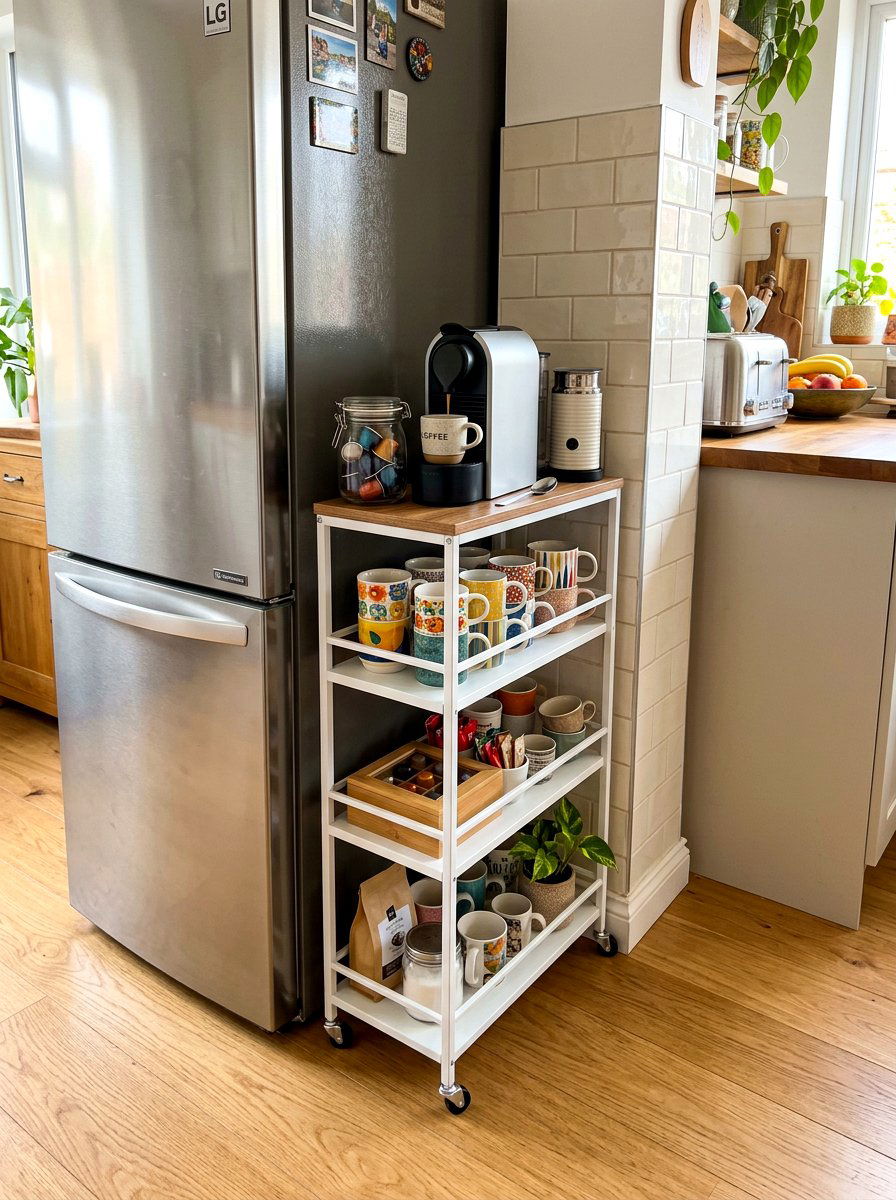 Narrow Slim Coffee Cart - 30 coffee cart apartment ideas