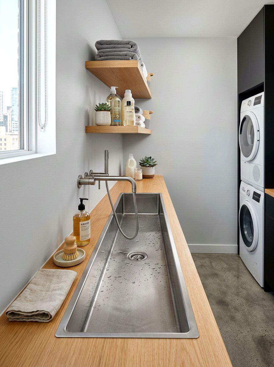 Narrow Slimline Trough - 30 laundry room sink ideas